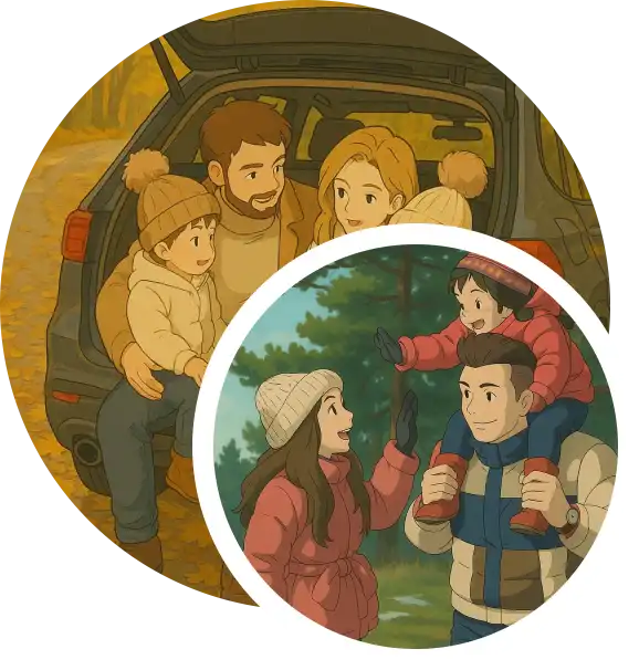 Family carrying child